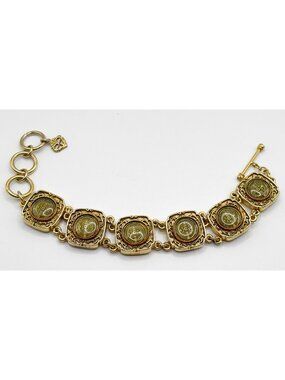 Vintage VSA VIRGIN SAINTS & ANGELS San Benito Square Bracelet Gold Tone Bracelet